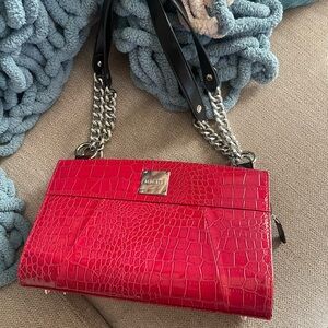 Miche Red Croc-Embossed Shoulder Bag